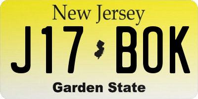 NJ license plate J17BOK