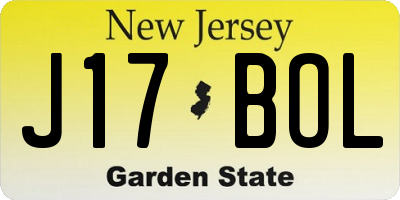 NJ license plate J17BOL