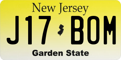 NJ license plate J17BOM