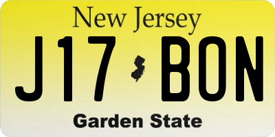 NJ license plate J17BON