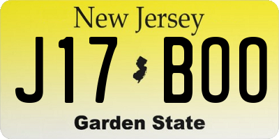 NJ license plate J17BOO
