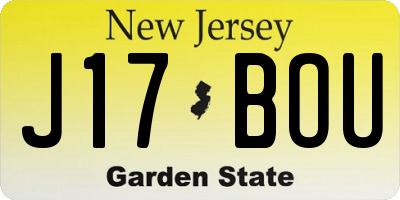 NJ license plate J17BOU