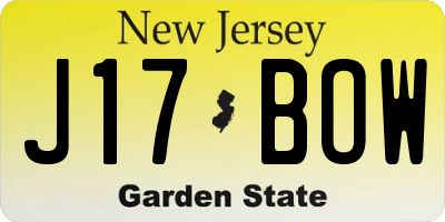 NJ license plate J17BOW