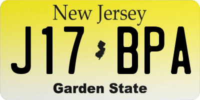 NJ license plate J17BPA