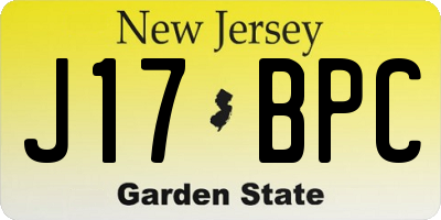 NJ license plate J17BPC