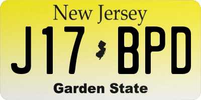 NJ license plate J17BPD