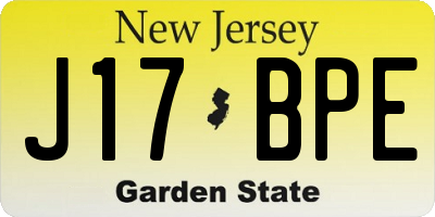 NJ license plate J17BPE