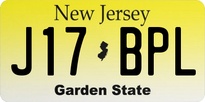 NJ license plate J17BPL