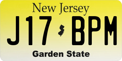 NJ license plate J17BPM