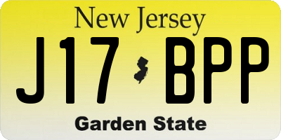 NJ license plate J17BPP