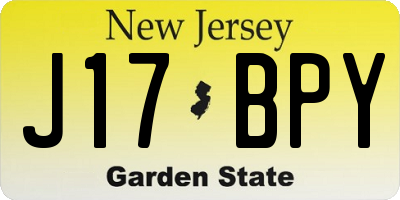 NJ license plate J17BPY
