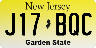 NJ license plate J17BQC