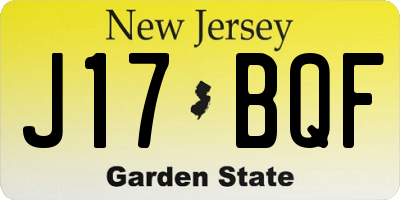 NJ license plate J17BQF