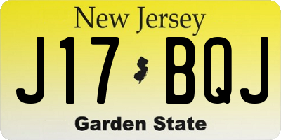 NJ license plate J17BQJ