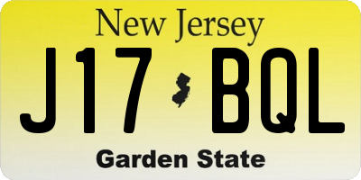 NJ license plate J17BQL