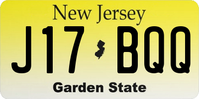 NJ license plate J17BQQ