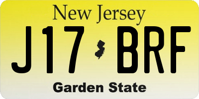 NJ license plate J17BRF