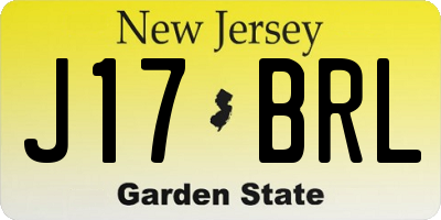 NJ license plate J17BRL
