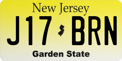 NJ license plate J17BRN