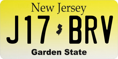 NJ license plate J17BRV