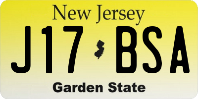 NJ license plate J17BSA