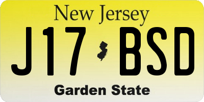 NJ license plate J17BSD