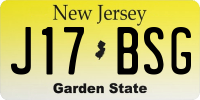 NJ license plate J17BSG