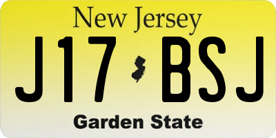 NJ license plate J17BSJ