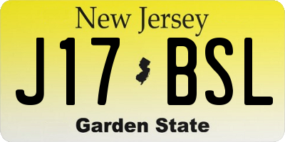 NJ license plate J17BSL