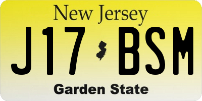 NJ license plate J17BSM