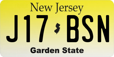 NJ license plate J17BSN
