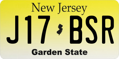 NJ license plate J17BSR