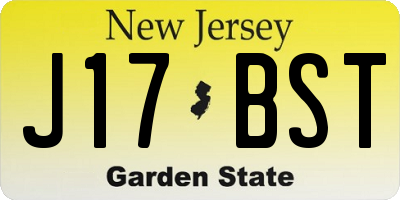 NJ license plate J17BST