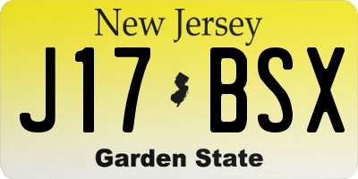 NJ license plate J17BSX