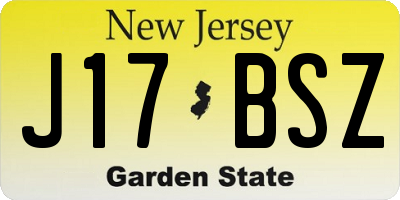 NJ license plate J17BSZ