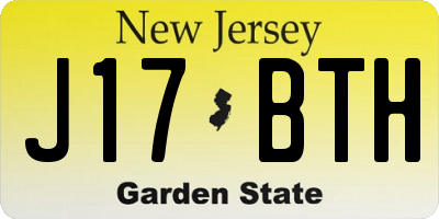 NJ license plate J17BTH