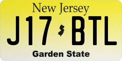 NJ license plate J17BTL