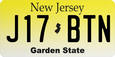 NJ license plate J17BTN