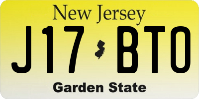 NJ license plate J17BTO