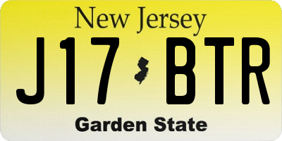 NJ license plate J17BTR