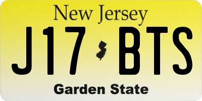 NJ license plate J17BTS