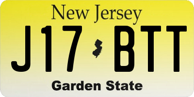 NJ license plate J17BTT