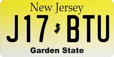 NJ license plate J17BTU