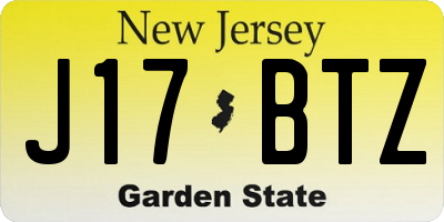 NJ license plate J17BTZ