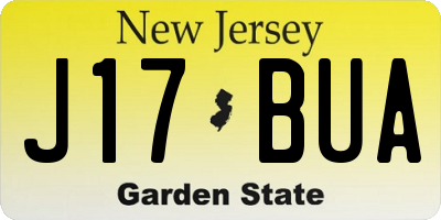 NJ license plate J17BUA