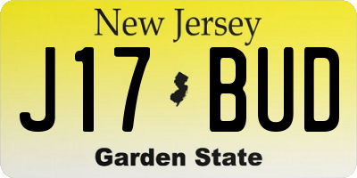 NJ license plate J17BUD