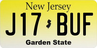 NJ license plate J17BUF