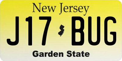 NJ license plate J17BUG