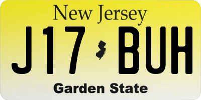 NJ license plate J17BUH