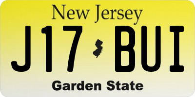 NJ license plate J17BUI